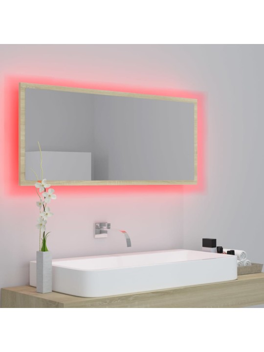 LED koupelnové zrcadlo dub sonoma 100 x 8,5 x 37 cm akrylové