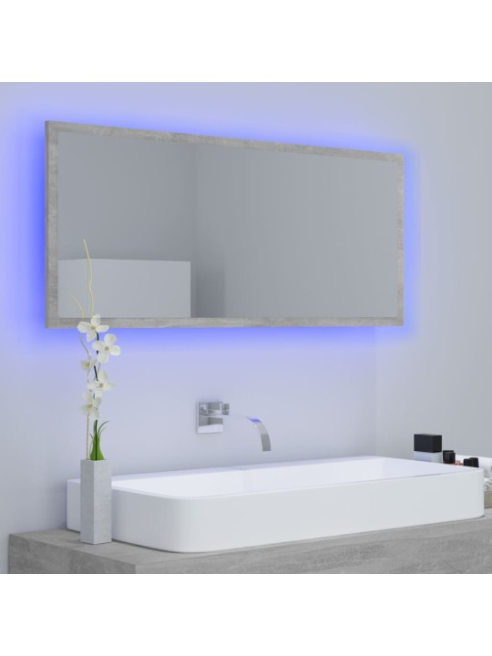 LED koupelnové zrcadlo betonově šedé 100 x 8,5 x 37 cm akrylové