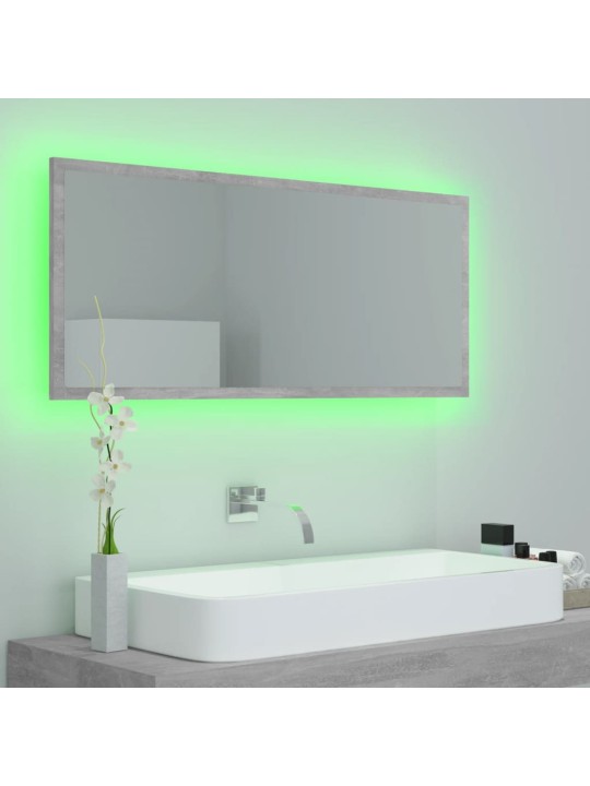 LED koupelnové zrcadlo betonově šedé 100 x 8,5 x 37 cm akrylové