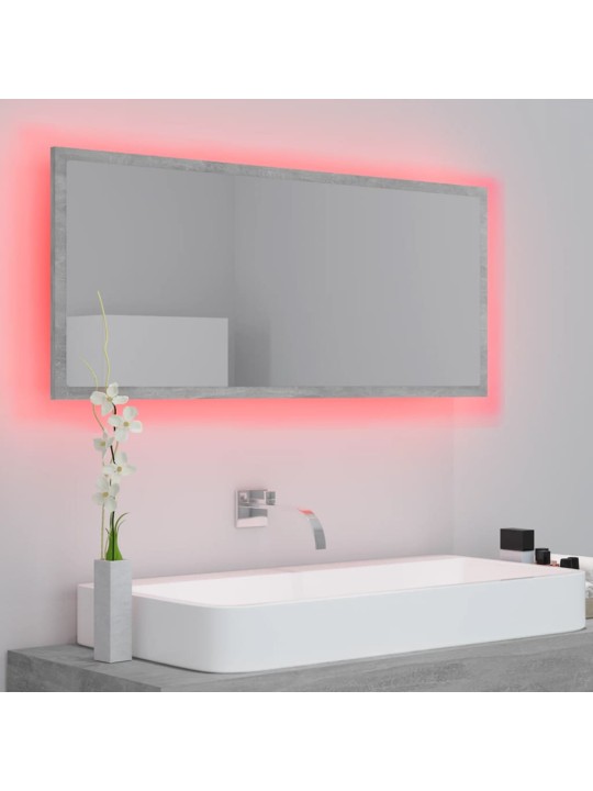 LED koupelnové zrcadlo betonově šedé 100 x 8,5 x 37 cm akrylové