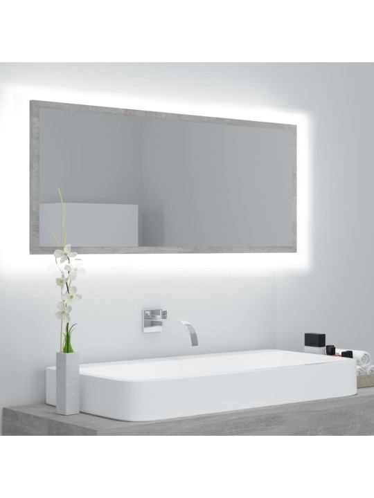 LED koupelnové zrcadlo betonově šedé 100 x 8,5 x 37 cm akrylové