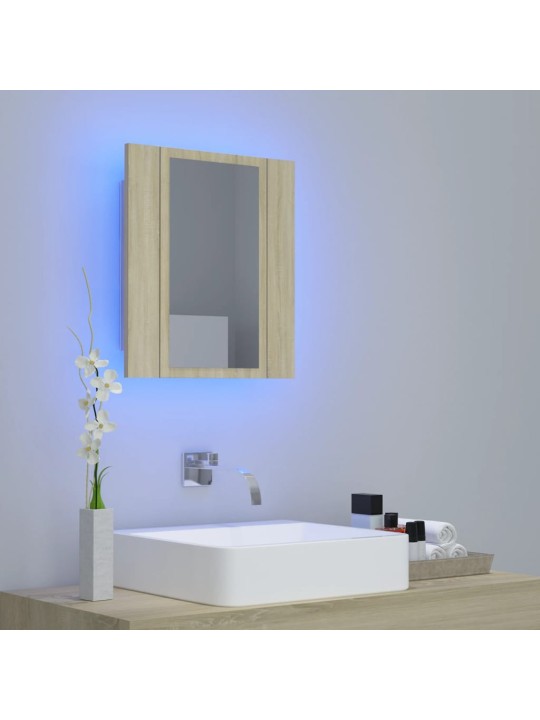 LED koupelnová skříňka se zrcadlem dub sonoma 40x12x45 cm akryl