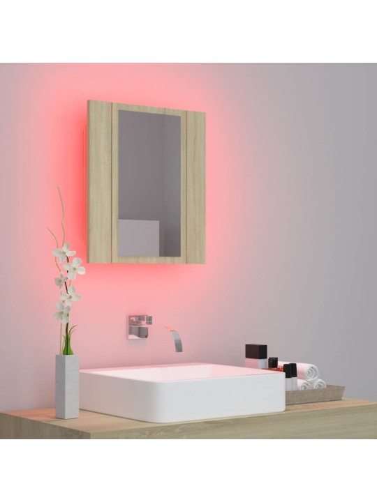 LED koupelnová skříňka se zrcadlem dub sonoma 40x12x45 cm akryl