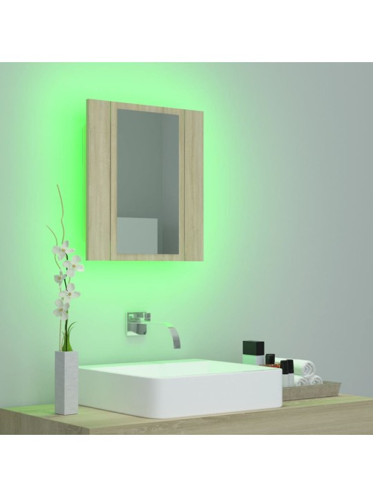 LED koupelnová skříňka se zrcadlem dub sonoma 40x12x45 cm akryl
