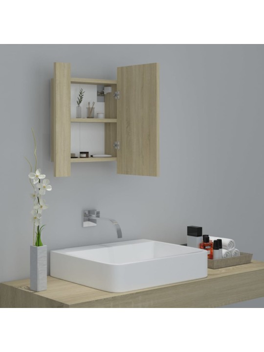 LED koupelnová skříňka se zrcadlem dub sonoma 40x12x45 cm akryl