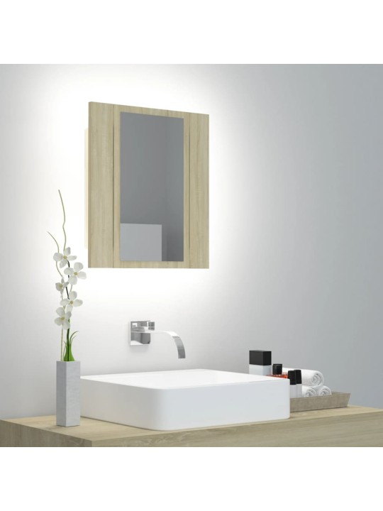 LED koupelnová skříňka se zrcadlem dub sonoma 40x12x45 cm akryl