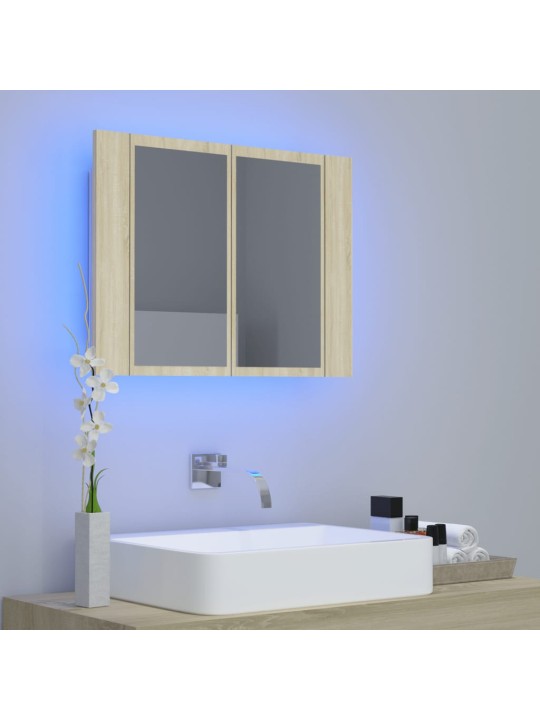LED koupelnové zrcadlo dub sonoma 60 x 12 x 45 cm akrylové