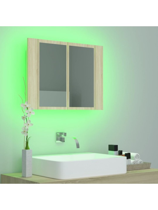 LED koupelnové zrcadlo dub sonoma 60 x 12 x 45 cm akrylové