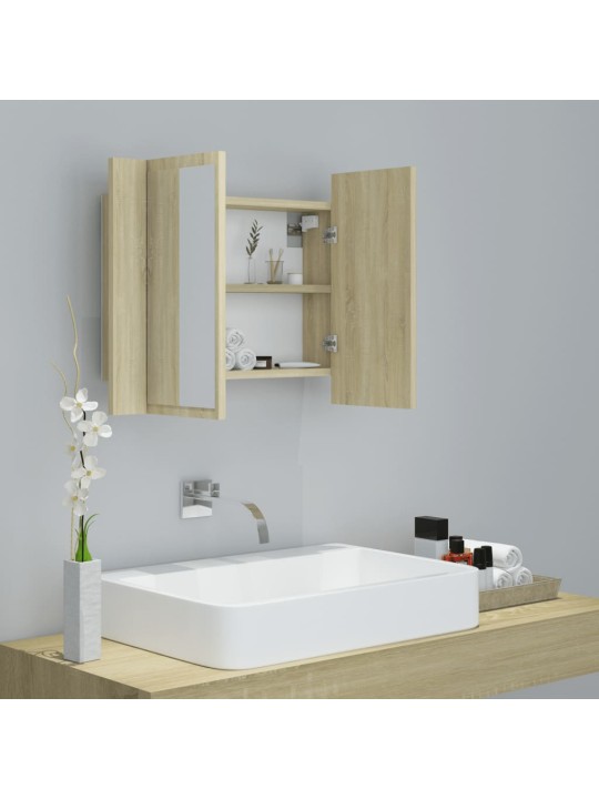 LED koupelnové zrcadlo dub sonoma 60 x 12 x 45 cm akrylové