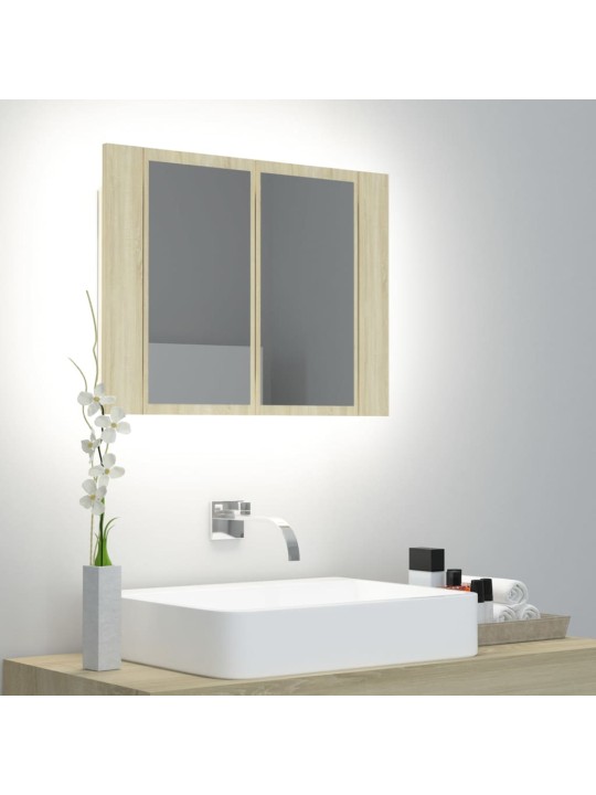 LED koupelnové zrcadlo dub sonoma 60 x 12 x 45 cm akrylové