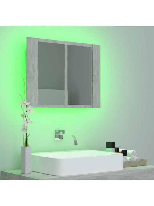LED koupelnová skříňka se zrcadlem betonově šedá 60x12x45 cm