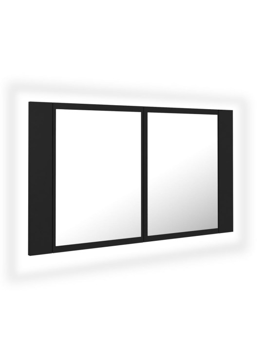 LED koupelnová skříňka se zrcadlem černá 80 x 12 x 45 cm akryl