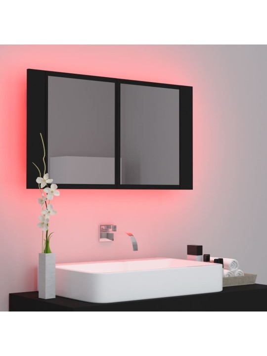 LED koupelnová skříňka se zrcadlem černá 80 x 12 x 45 cm akryl