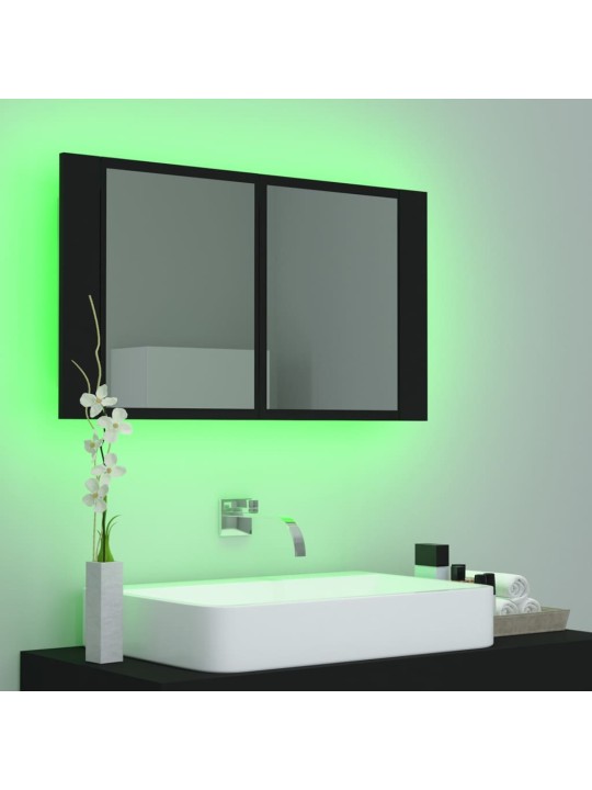 LED koupelnová skříňka se zrcadlem černá 80 x 12 x 45 cm akryl