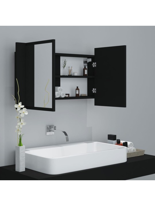 LED koupelnová skříňka se zrcadlem černá 80 x 12 x 45 cm akryl