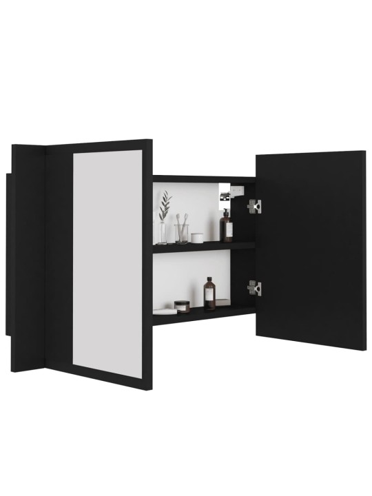 LED koupelnová skříňka se zrcadlem černá 80 x 12 x 45 cm akryl