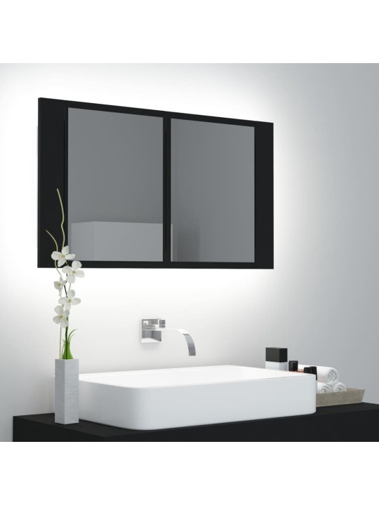 LED koupelnová skříňka se zrcadlem černá 80 x 12 x 45 cm akryl