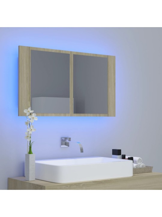 LED koupelnové zrcadlo dub sonoma 80 x 12 x 45 cm akrylové