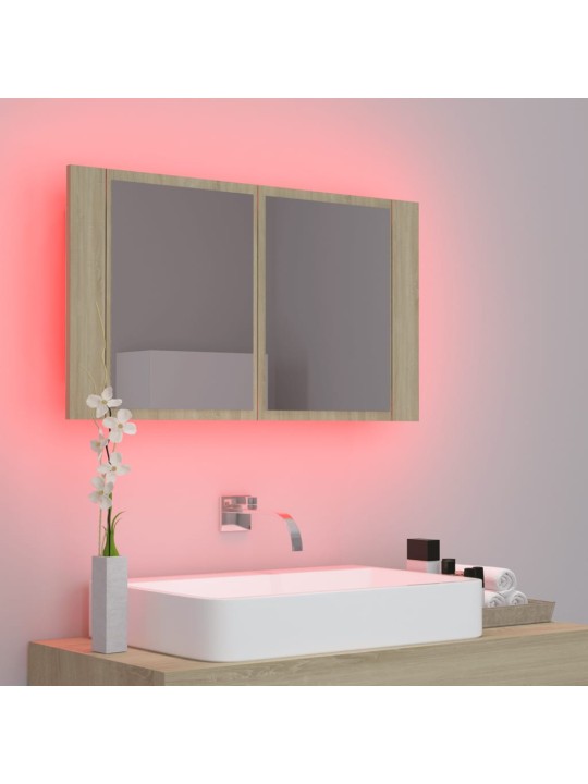 LED koupelnové zrcadlo dub sonoma 80 x 12 x 45 cm akrylové