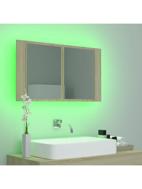 LED koupelnové zrcadlo dub sonoma 80 x 12 x 45 cm akrylové