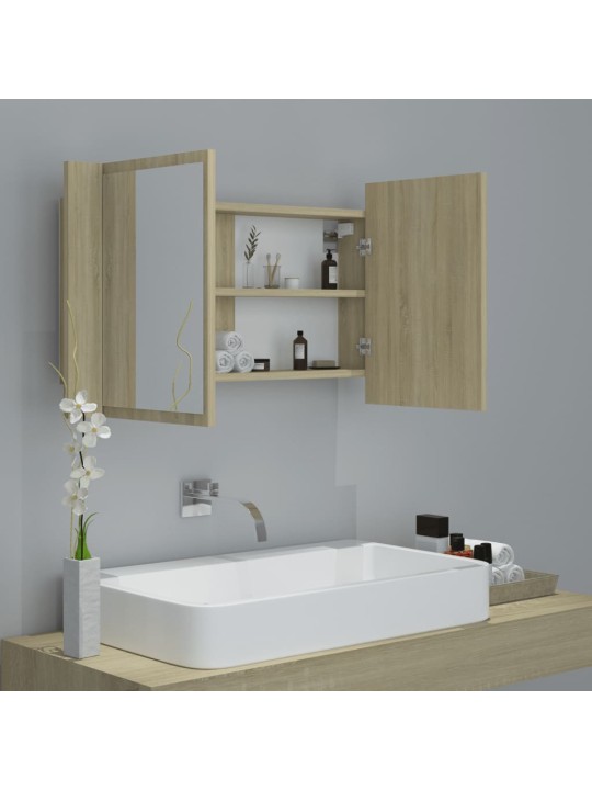 LED koupelnové zrcadlo dub sonoma 80 x 12 x 45 cm akrylové