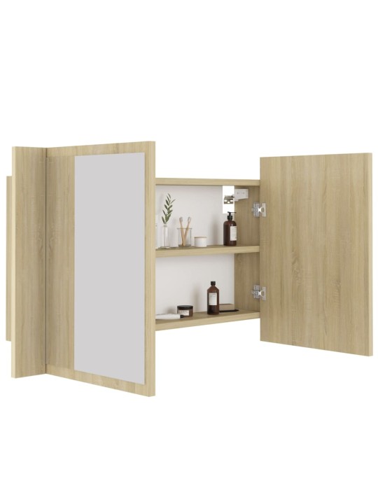 LED koupelnové zrcadlo dub sonoma 80 x 12 x 45 cm akrylové