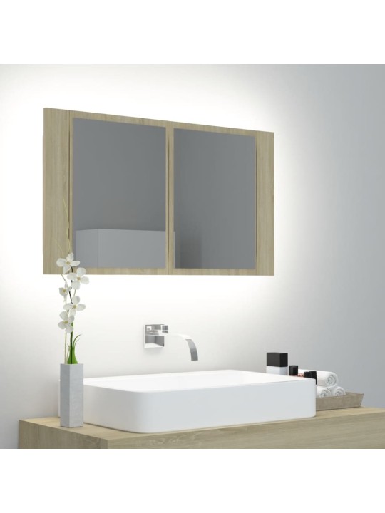 LED koupelnové zrcadlo dub sonoma 80 x 12 x 45 cm akrylové