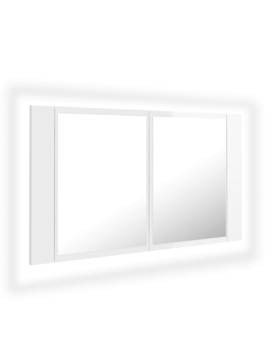 LED koupelnová skříňka se zrcadlem lesklá bílá 80x12x45cm akryl