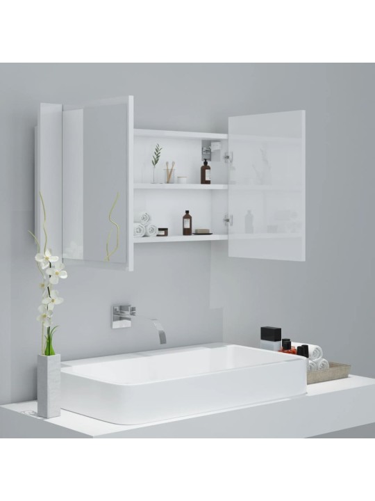 LED koupelnová skříňka se zrcadlem lesklá bílá 80x12x45cm akryl