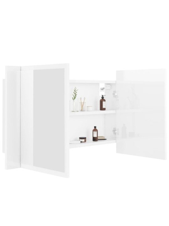 LED koupelnová skříňka se zrcadlem lesklá bílá 80x12x45cm akryl