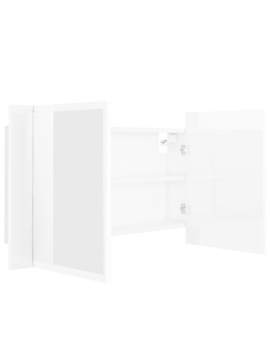 LED koupelnová skříňka se zrcadlem lesklá bílá 80x12x45cm akryl