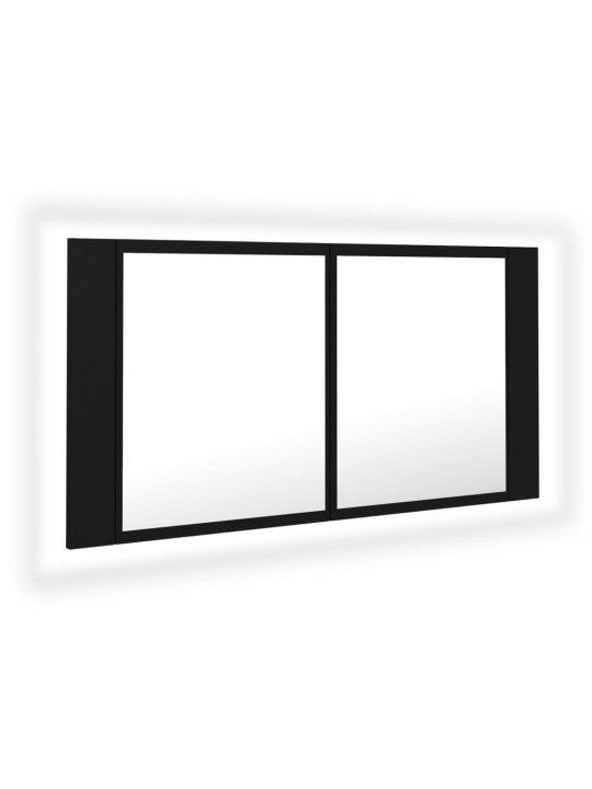 LED koupelnová skříňka se zrcadlem černá 90 x 12 x 45 cm akryl