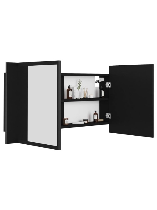 LED koupelnová skříňka se zrcadlem černá 90 x 12 x 45 cm akryl