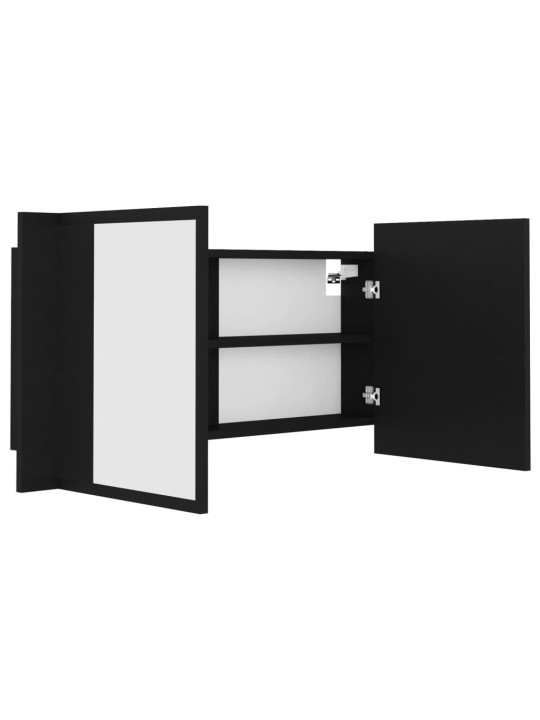 LED koupelnová skříňka se zrcadlem černá 90 x 12 x 45 cm akryl