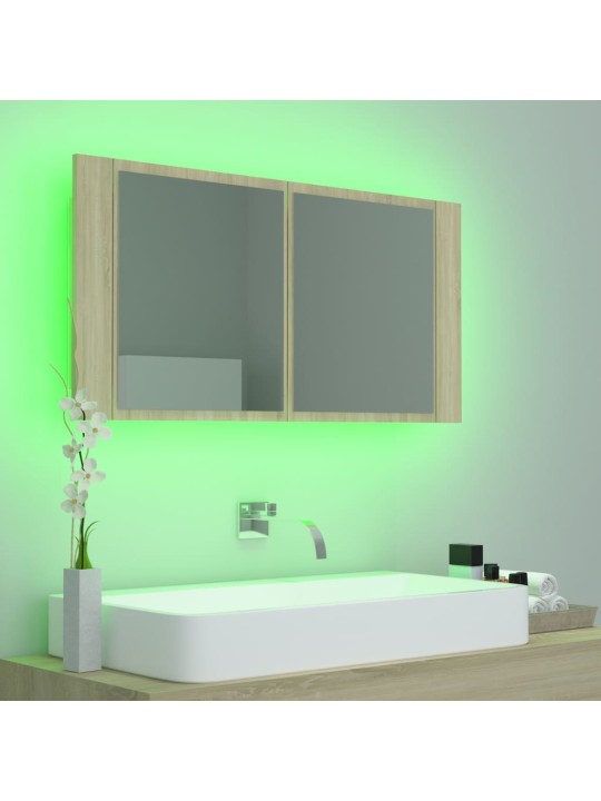 LED koupelnové zrcadlo dub sonoma 90 x 12 x 45 cm akrylové