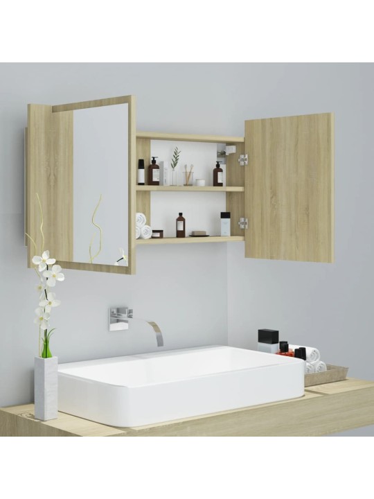 LED koupelnové zrcadlo dub sonoma 90 x 12 x 45 cm akrylové