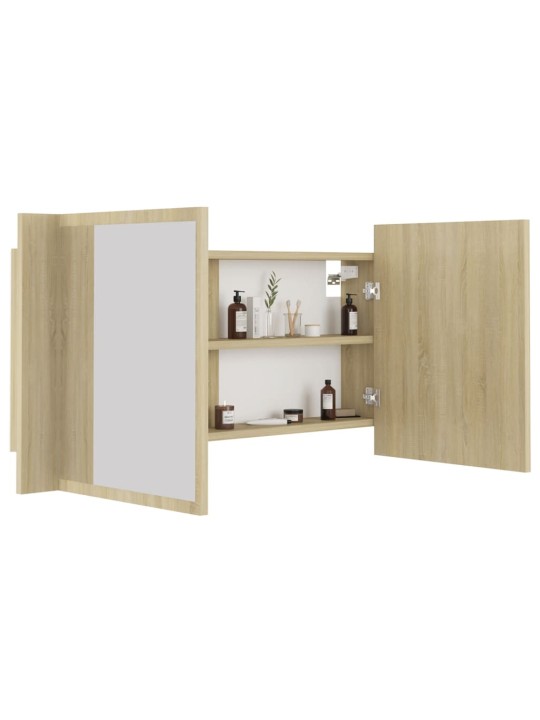 LED koupelnové zrcadlo dub sonoma 90 x 12 x 45 cm akrylové