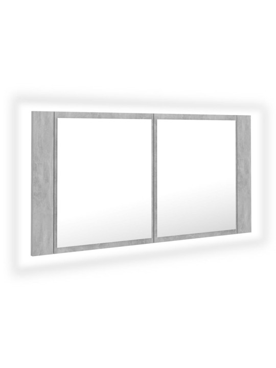 LED koupelnová skříňka se zrcadlem betonově šedá 90x12x45 cm