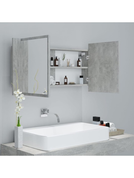 LED koupelnová skříňka se zrcadlem betonově šedá 90x12x45 cm
