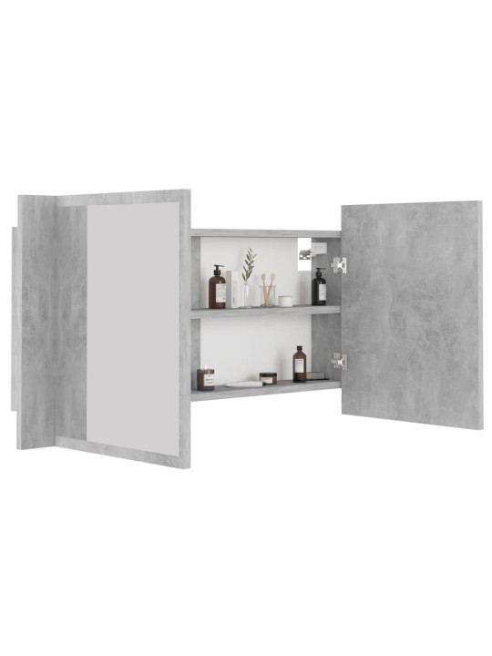 LED koupelnová skříňka se zrcadlem betonově šedá 90x12x45 cm