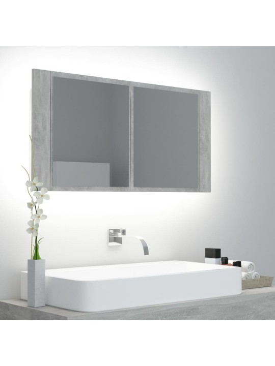 LED koupelnová skříňka se zrcadlem betonově šedá 90x12x45 cm