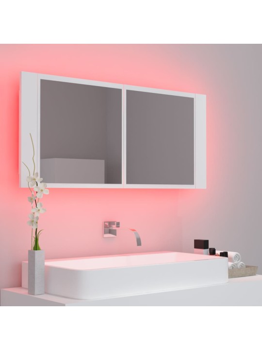 LED koupelnová skříňka se zrcadlem bílá 100 x 12 x 45 cm akryl