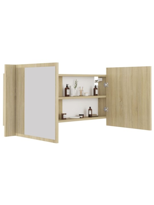 LED koupelnové zrcadlo dub sonoma 100 x 12 x 45 cm akrylové