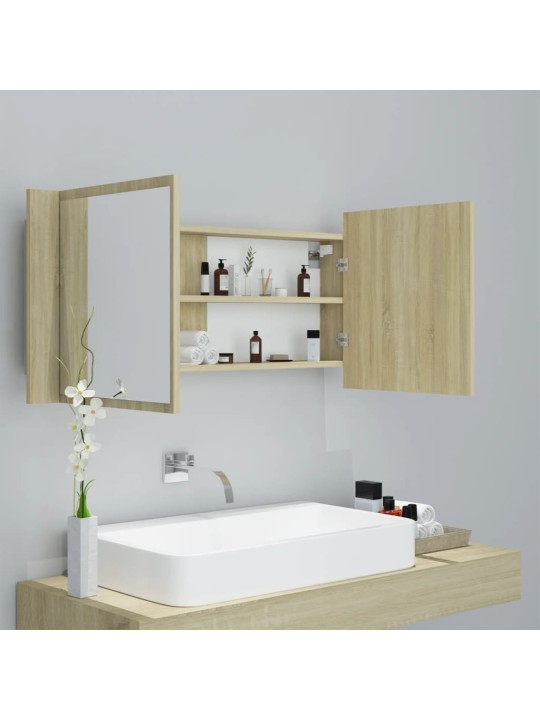 LED koupelnové zrcadlo dub sonoma 100 x 12 x 45 cm akrylové