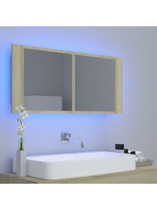 LED koupelnové zrcadlo dub sonoma 100 x 12 x 45 cm akrylové