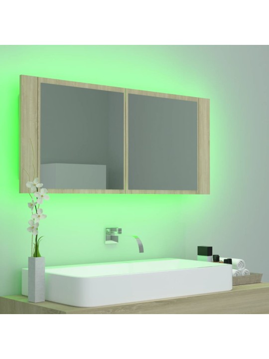 LED koupelnové zrcadlo dub sonoma 100 x 12 x 45 cm akrylové
