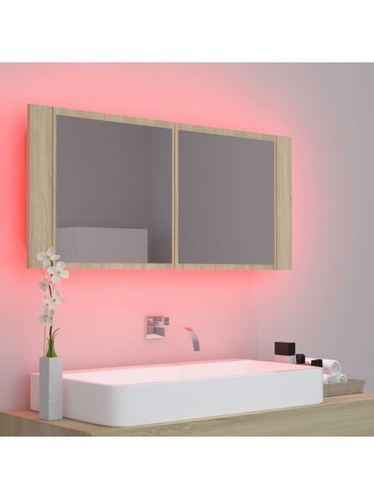 LED koupelnové zrcadlo dub sonoma 100 x 12 x 45 cm akrylové