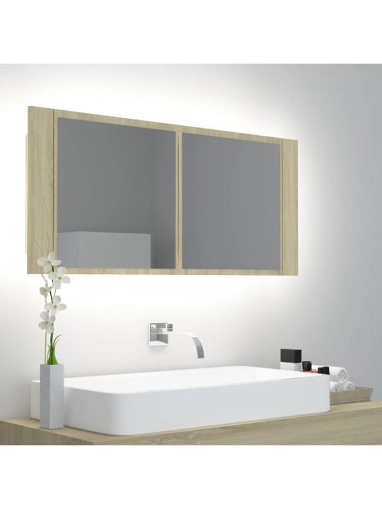 LED koupelnové zrcadlo dub sonoma 100 x 12 x 45 cm akrylové