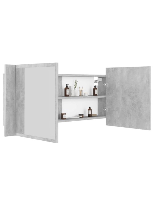 LED koupelnová skříňka se zrcadlem betonově šedá 100x12x45 cm