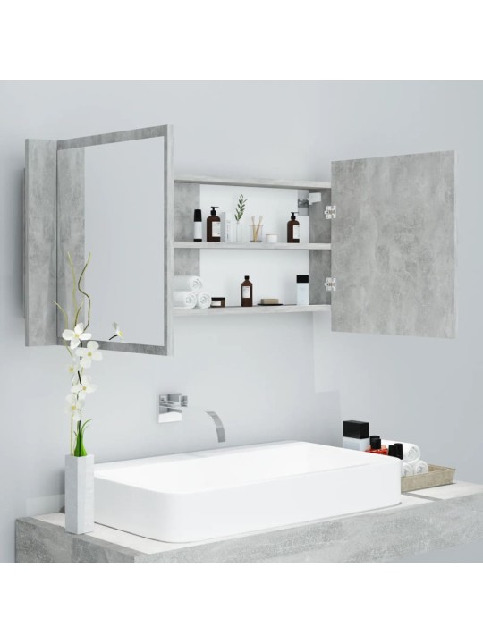 LED koupelnová skříňka se zrcadlem betonově šedá 100x12x45 cm